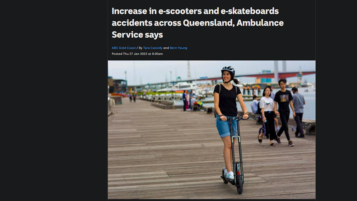 Increase in e-scooters and e-skateboards accidents across Queensland, Ambulance Service says