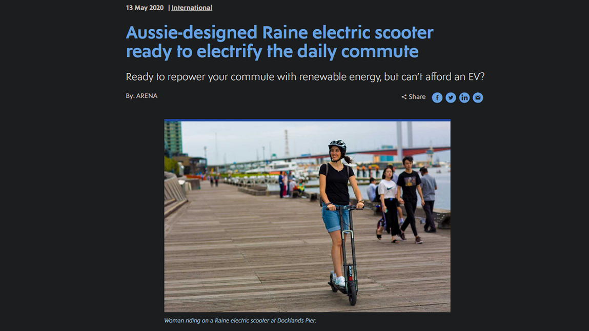 Aussie-designed Raine electric scooter ready to electrify the daily commute